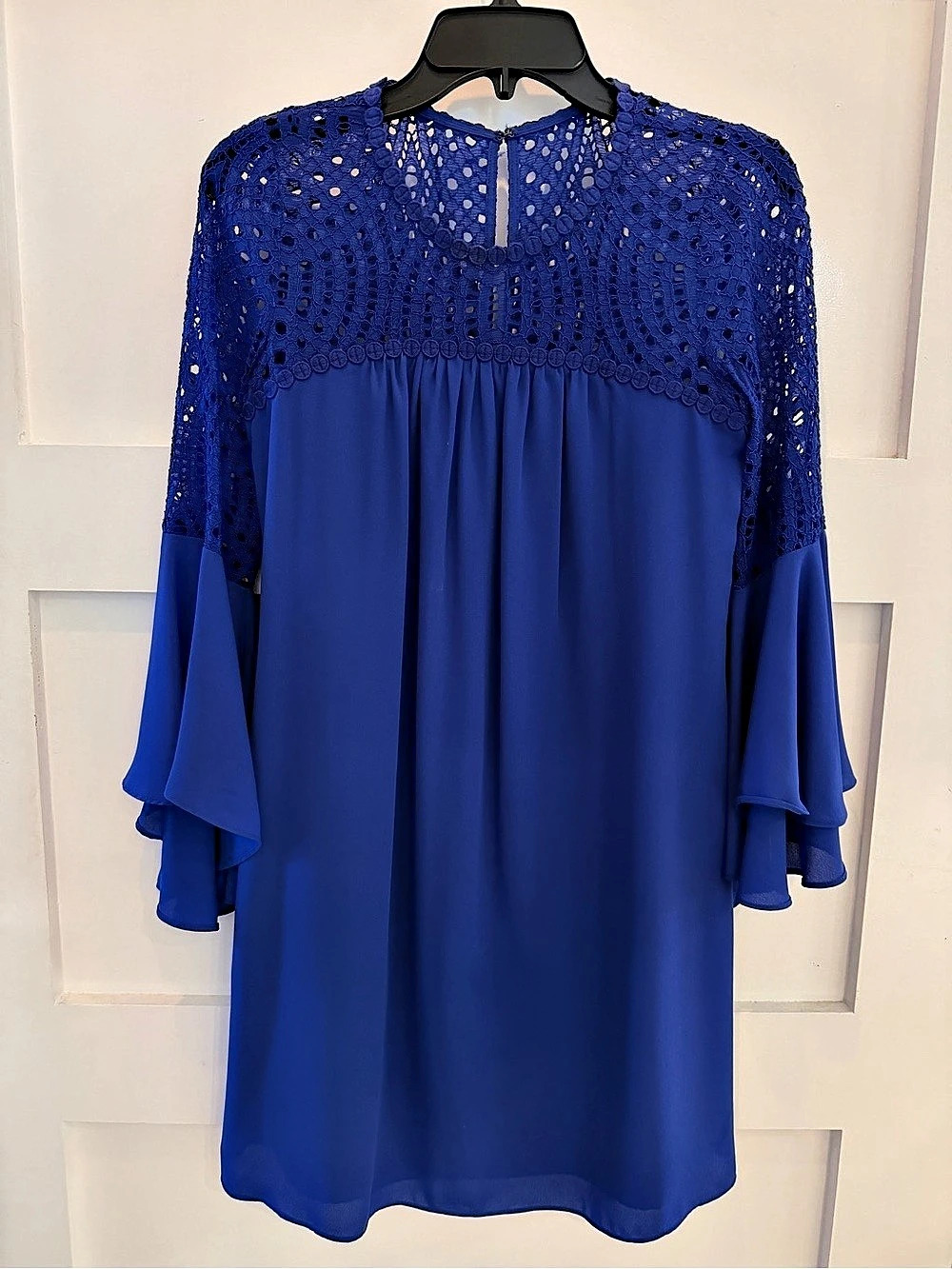 Lily Pulitzer Amenna Blue Lace Crochet Style Bell Sleeves Dress Like New Size 0